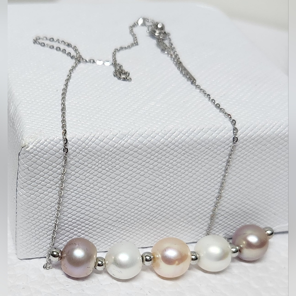Pearl Necklace on .925 Silver Necklace SALE SALE SALE SALE